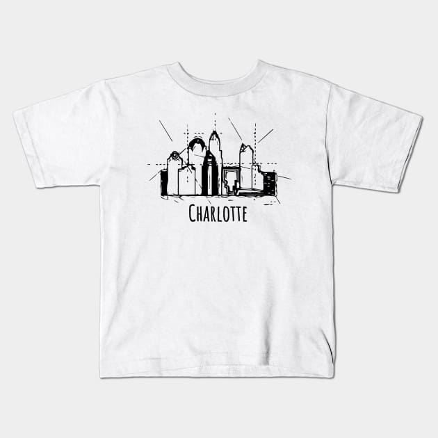 Charlotte City NC Kids T-Shirt by DimDom